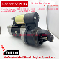 Weifang K4100D Weichai diesel engine starter motor QDJ1409 starter for 4102 ZH4105 Diesel Engine